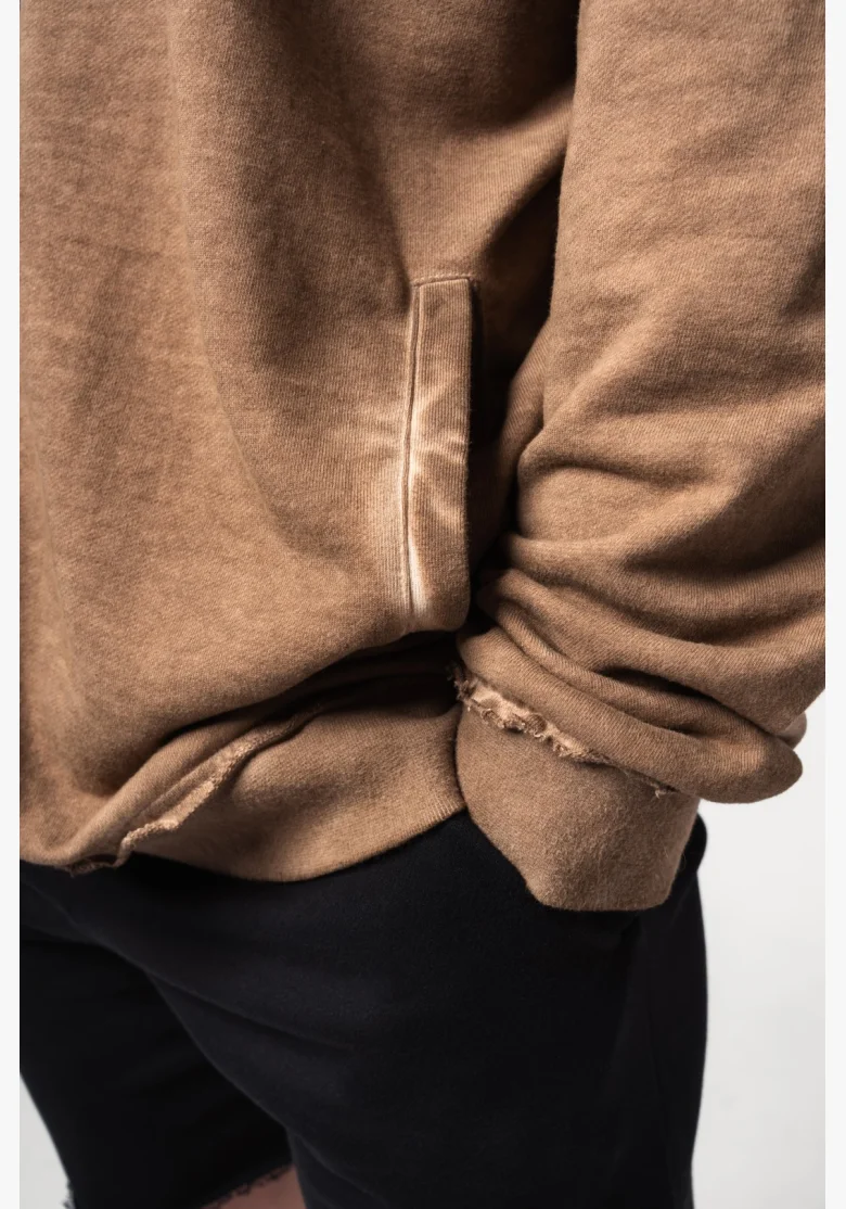 NEBBIA • NEBBIA Washed-off mikina na zip GYM BRO hnědá • Nebshop.cz