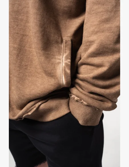 NEBBIA • NEBBIA Washed-off mikina na zip GYM BRO hnědá • Nebshop.cz