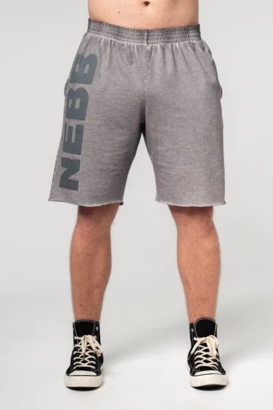 NEBBIA • NEBBIA Washed-off teplákové šortky NO BS šedé • Nebshop.cz