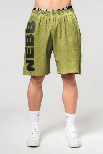 NEBBIA • NEBBIA Washed-off teplákové šortky NO BS zelené • Nebshop.cz