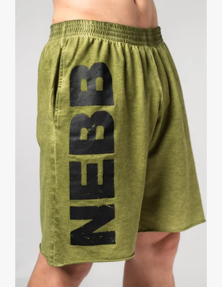 NEBBIA • NEBBIA Washed-off teplákové šortky NO BS zelené • Nebshop.cz