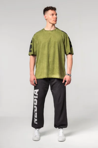 NEBBIA • NEBBIA Washed-off oversized tričko LIFTING CLUB zelené • Nebshop.cz
