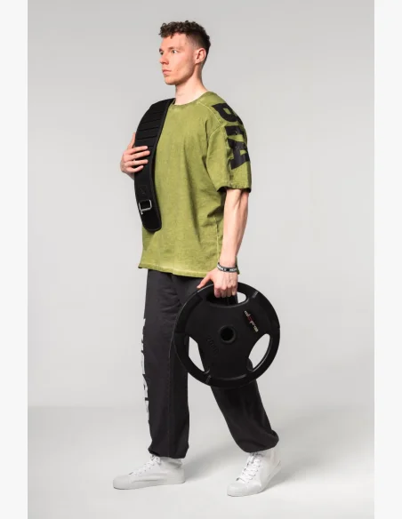 NEBBIA • NEBBIA Washed-off oversized tričko LIFTING CLUB zelené • Nebshop.cz
