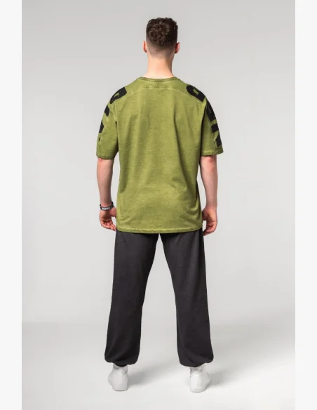 NEBBIA • NEBBIA Washed-off oversized tričko LIFTING CLUB zelené • Nebshop.cz