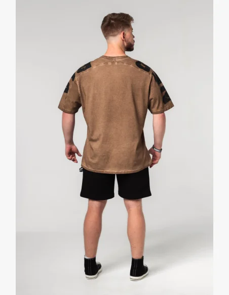 NEBBIA • NEBBIA Washed-off oversized tričko LIFTING CLUB hnědé • Nebshop.cz