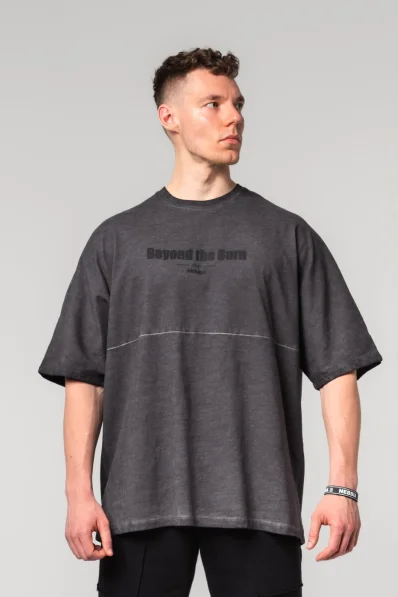 NEBBIA • NEBBIA Washed-off oversized tričko NO SHORTCUTS černé • Nebshop.cz