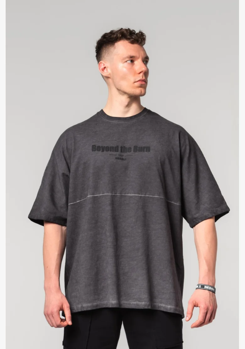 NEBBIA • NEBBIA Washed-off oversized tričko NO SHORTCUTS černé • Nebshop.cz