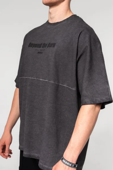 NEBBIA • NEBBIA Washed-off oversized tričko NO SHORTCUTS černé • Nebshop.cz 2