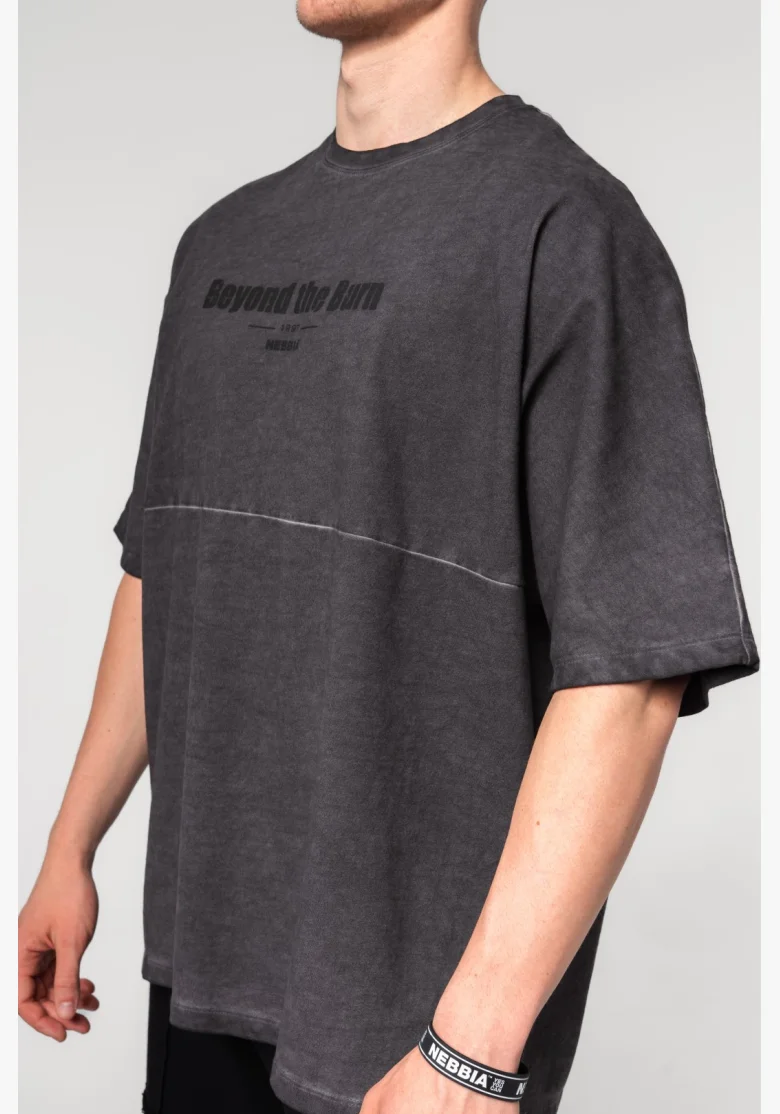 NEBBIA • NEBBIA Washed-off oversized tričko NO SHORTCUTS černé • Nebshop.cz