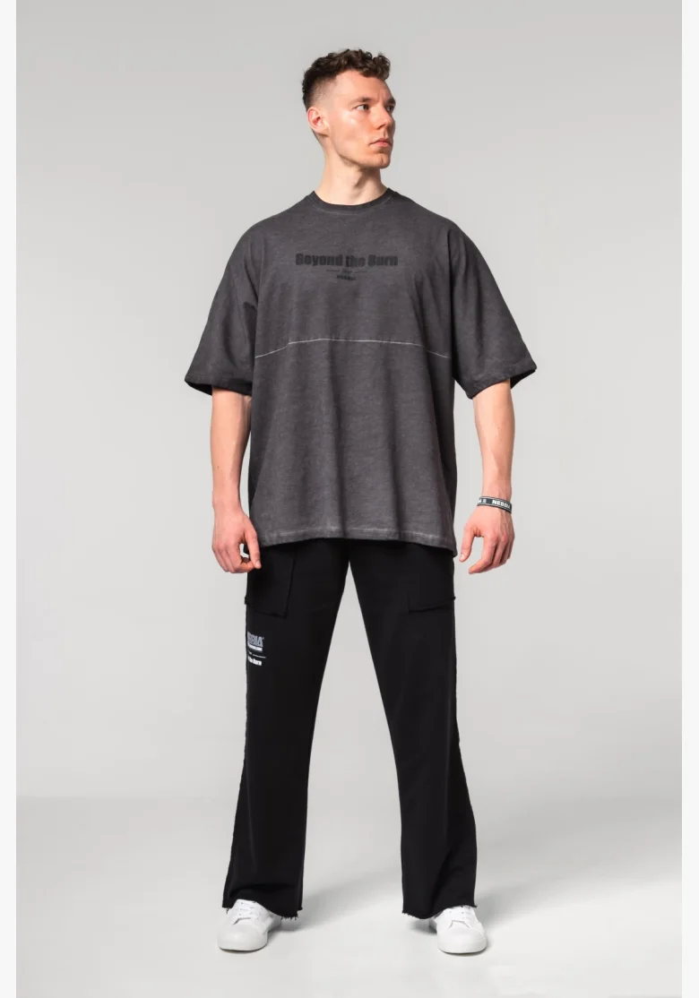 NEBBIA • NEBBIA Washed-off oversized tričko NO SHORTCUTS černé • Nebshop.cz