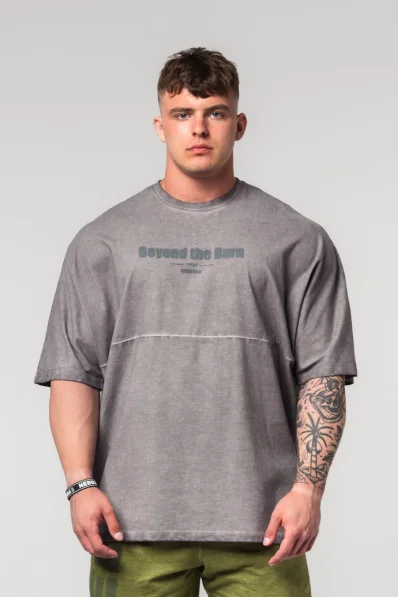NEBBIA • NEBBIA Washed-off oversized tričko NO SHORTCUTS šedé • Nebshop.cz