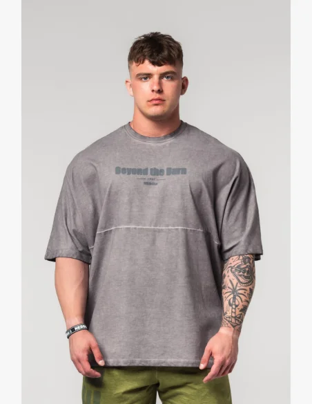 NEBBIA • NEBBIA Washed-off oversized tričko NO SHORTCUTS šedé • Nebshop.cz