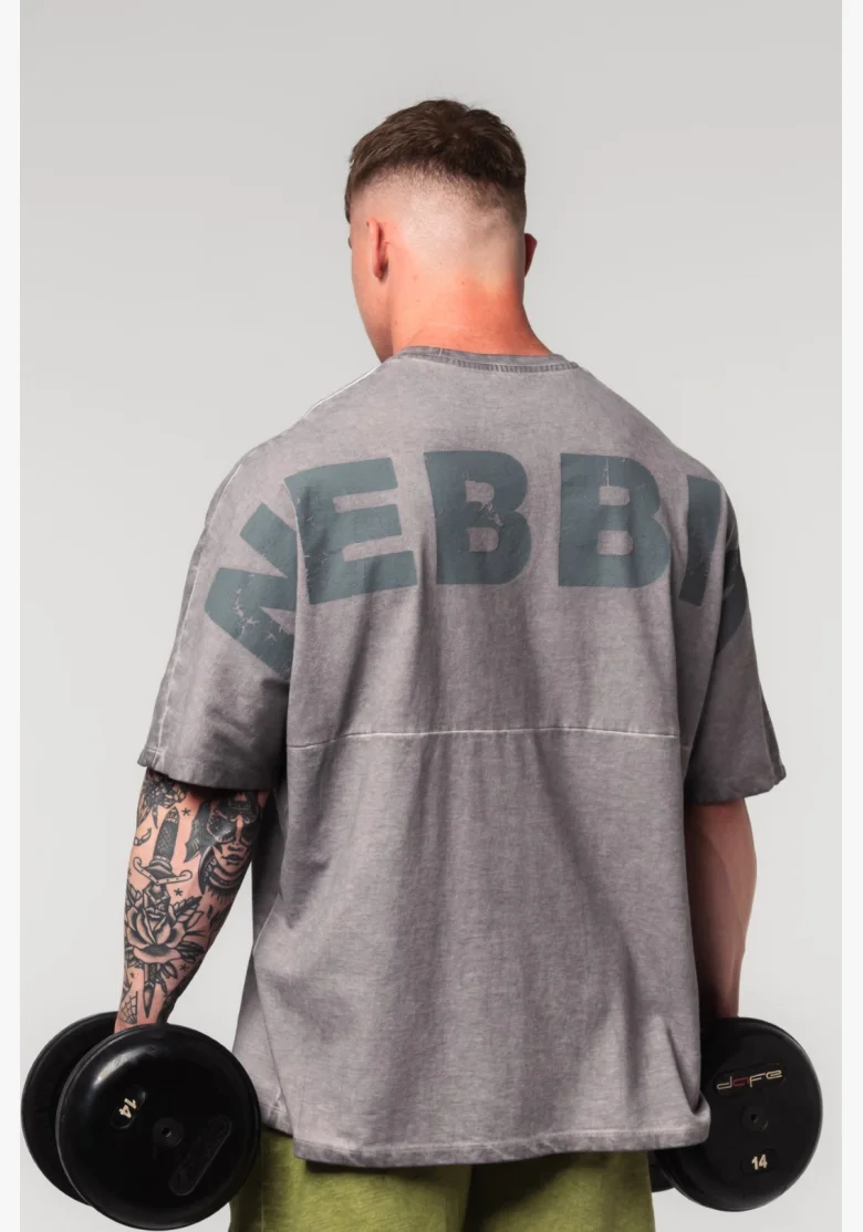 NEBBIA • NEBBIA Washed-off oversized tričko NO SHORTCUTS šedé • Nebshop.cz