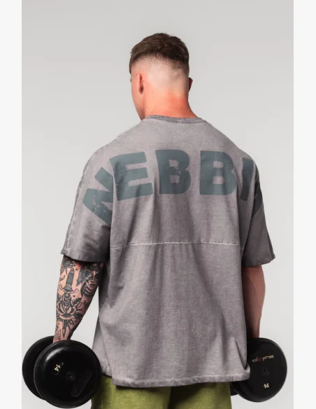 NEBBIA • NEBBIA Washed-off oversized tričko NO SHORTCUTS šedé • Nebshop.cz