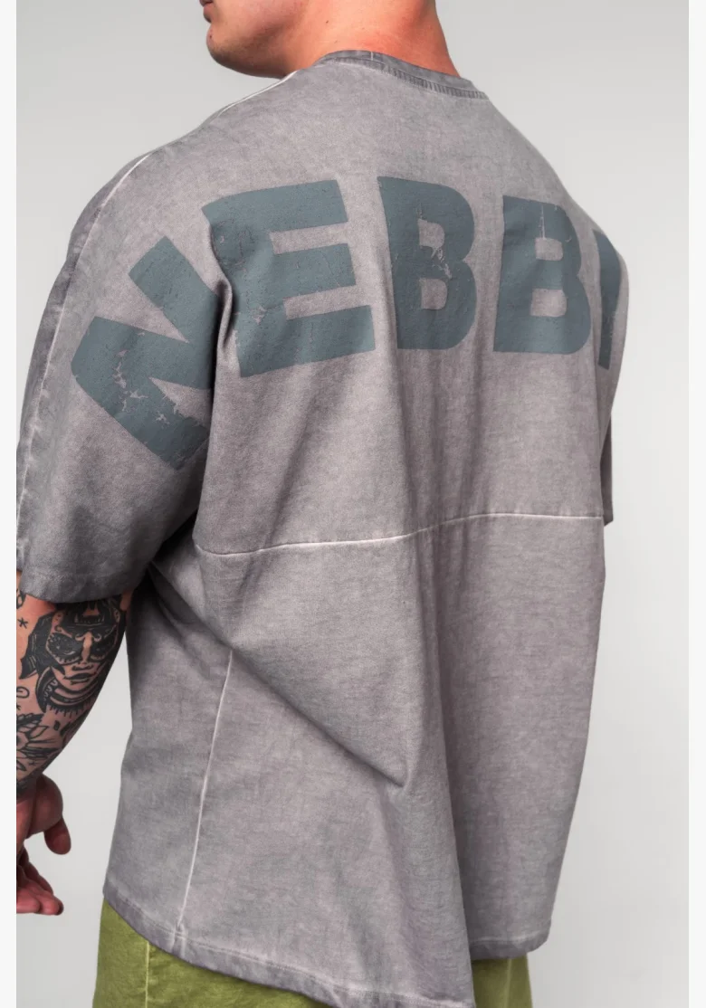 NEBBIA • NEBBIA Washed-off oversized tričko NO SHORTCUTS šedé • Nebshop.cz