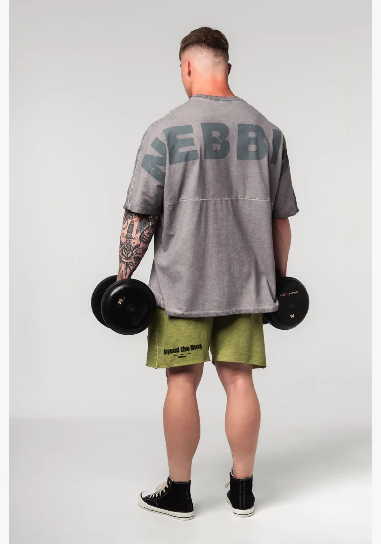 NEBBIA • NEBBIA Washed-off oversized tričko NO SHORTCUTS šedé • Nebshop.cz