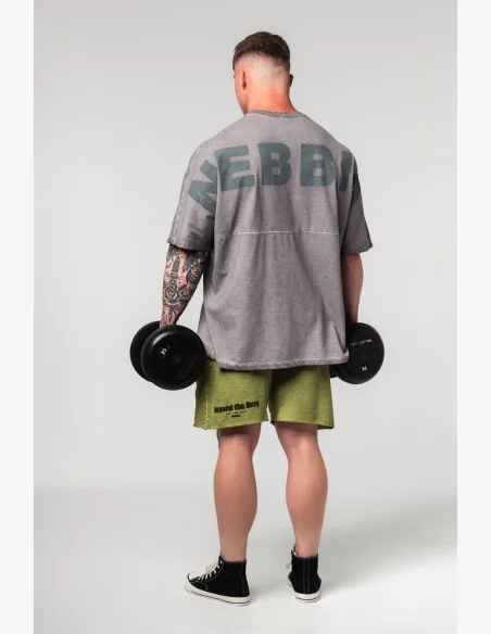 NEBBIA • NEBBIA Washed-off oversized tričko NO SHORTCUTS šedé • Nebshop.cz