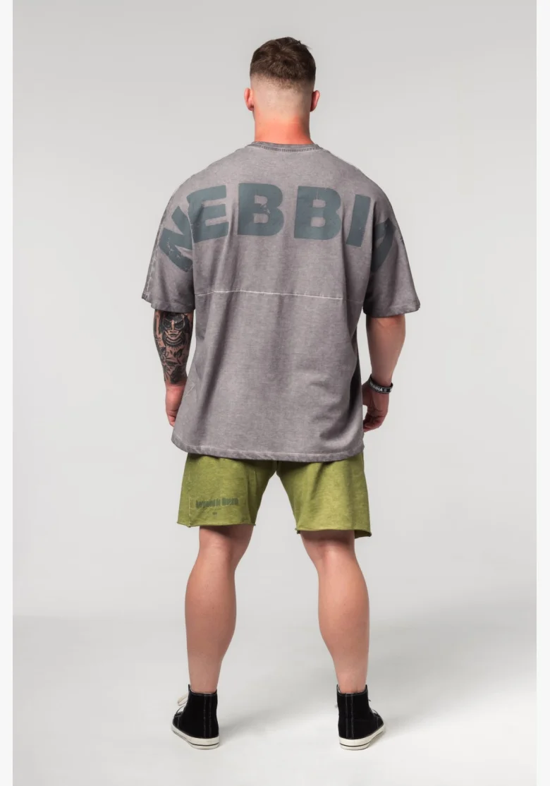 NEBBIA • NEBBIA Washed-off oversized tričko NO SHORTCUTS šedé • Nebshop.cz