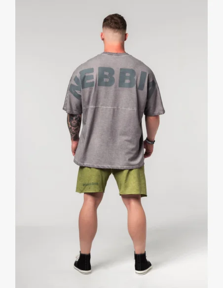 NEBBIA • NEBBIA Washed-off oversized tričko NO SHORTCUTS šedé • Nebshop.cz