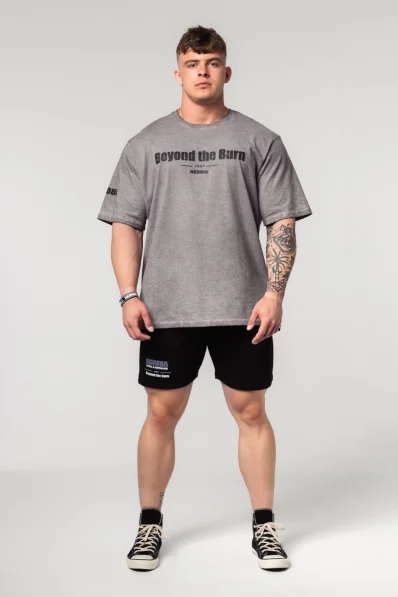 NEBBIA • NEBBIA Washed-off bavlnený heavyweight tričko GRIND šedé • Nebshop.cz 2