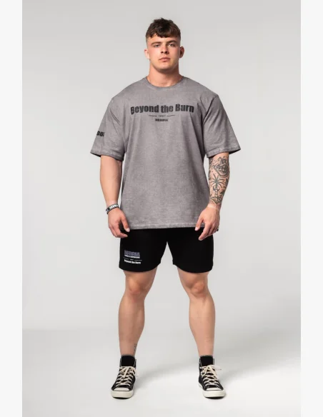 NEBBIA • NEBBIA Washed-off bavlnený heavyweight tričko GRIND šedé • Nebshop.cz
