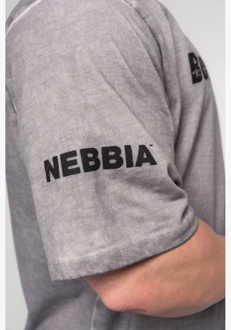 NEBBIA • NEBBIA Washed-off bavlnený heavyweight tričko GRIND šedé • Nebshop.cz