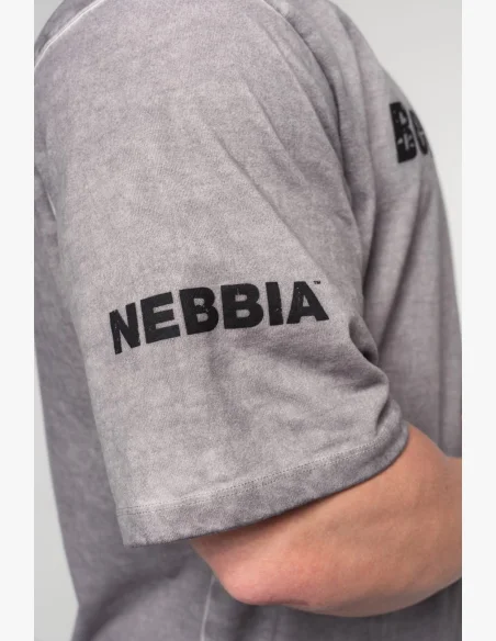 NEBBIA • NEBBIA Washed-off bavlnený heavyweight tričko GRIND šedé • Nebshop.cz