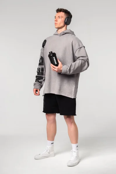 NEBBIA • NEBBIA Washed-off oversized mikina s kapucí NO BS šedá • Nebshop.cz 2