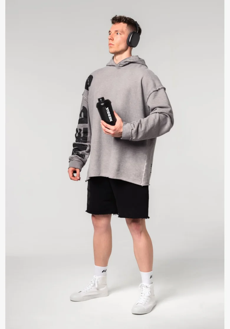 NEBBIA • NEBBIA Washed-off oversized mikina s kapucí NO BS šedá • Nebshop.cz