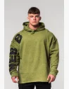 Extra oversized mikina s kapucí tě opticky zvětší. Nedokončené „raw" šití přináší atmosféru ikonických 90. let v gymu.