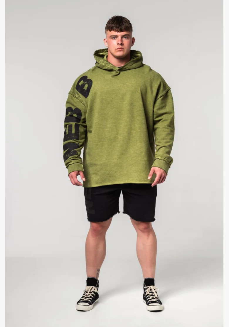 NEBBIA • NEBBIA Washed-off oversized mikina s kapucí NO BS zelená • Nebshop.cz