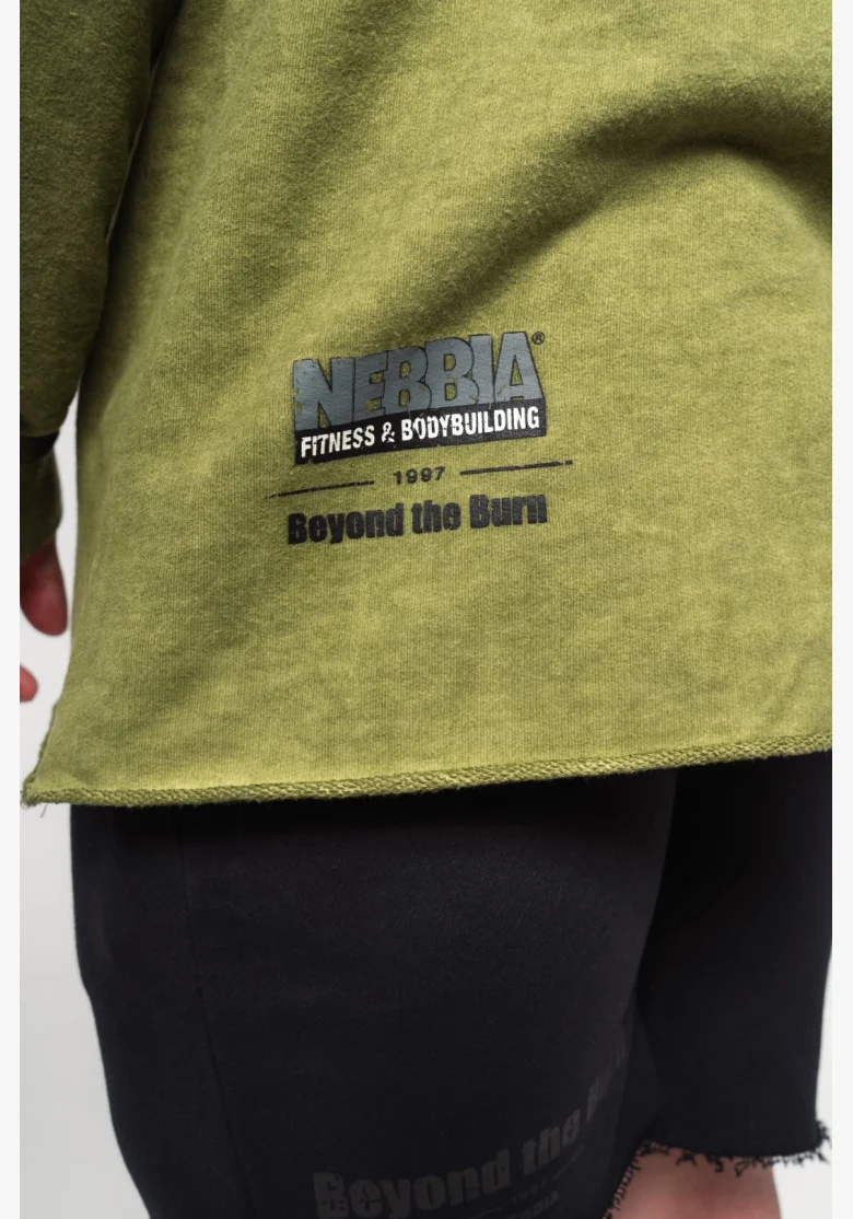 NEBBIA • NEBBIA Washed-off oversized mikina s kapucí NO BS zelená • Nebshop.cz