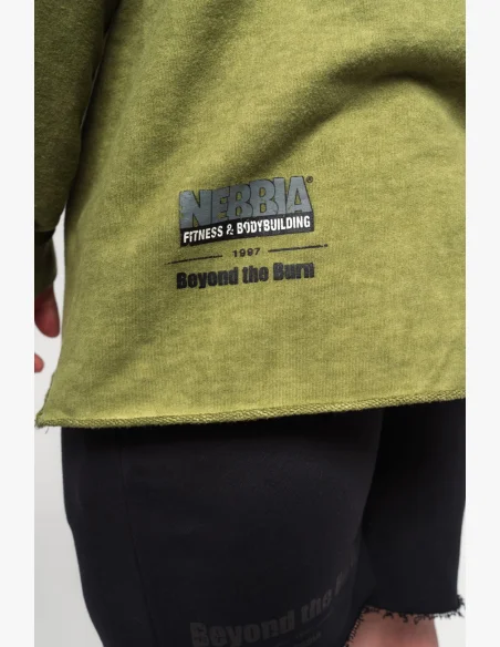 NEBBIA • NEBBIA Washed-off oversized mikina s kapucí NO BS zelená • Nebshop.cz