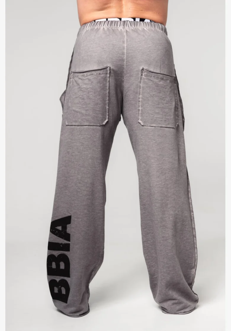 NEBBIA • NEBBIA Washed-off tepláky s kapsami NO SHORTCUTS šedé • Nebshop.cz