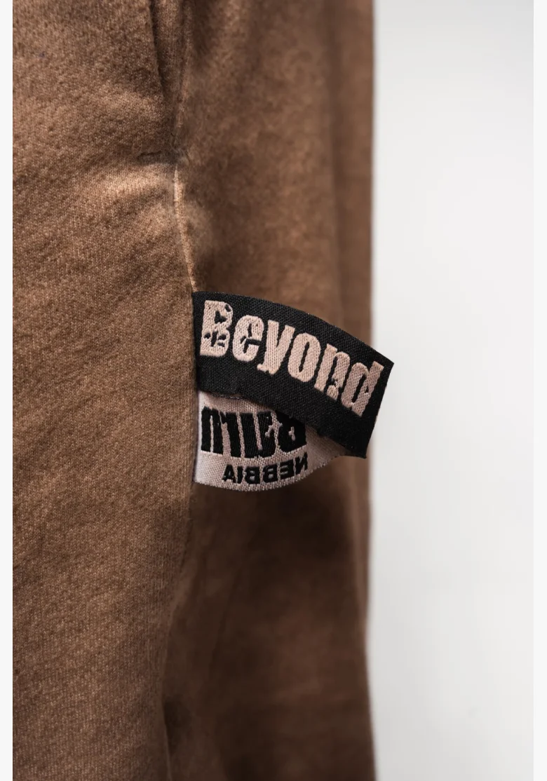 NEBBIA • NEBBIA Washed-off volné baggy tepláky s kapsami GYM BRO hnědé • Nebshop.cz