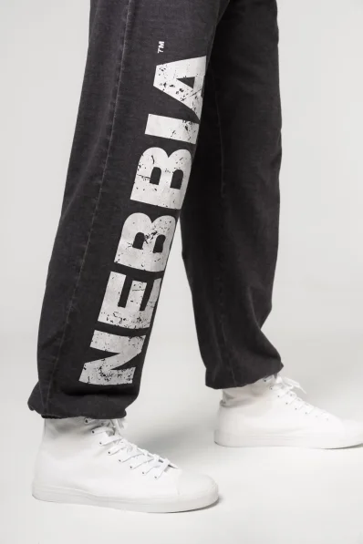 NEBBIA • NEBBIA Washed-off volné baggy tepláky s kapsami GYM BRO černé • Nebshop.cz 2