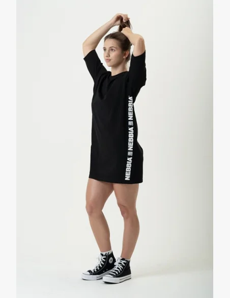 NEBBIA • NEBBIA Tričkové oversized šaty NEBBIA CLUB černé • Nebshop.cz