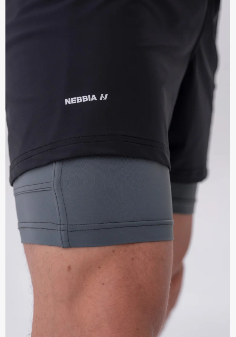 NEBBIA • NEBBIA Dvouvrstvové šortky s kapsami na mobil šedé • Nebshop.cz