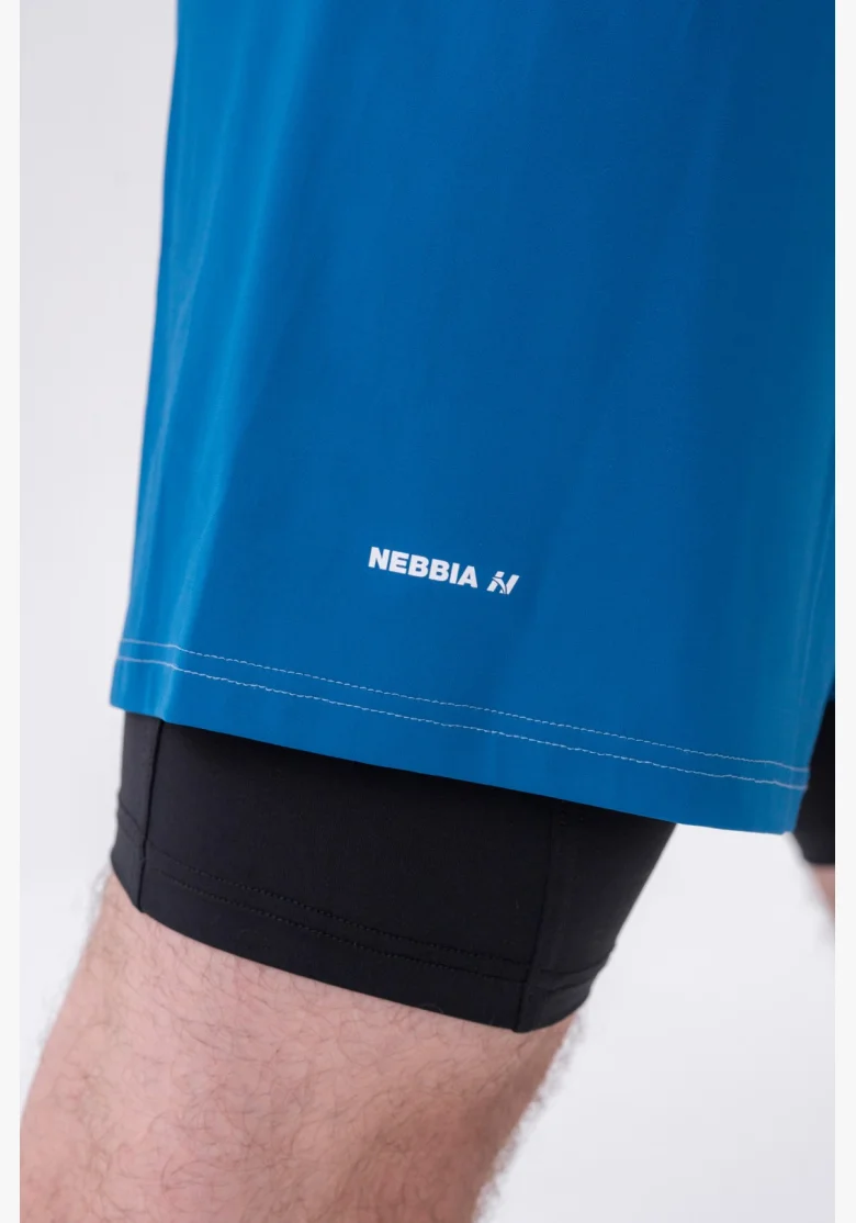 NEBBIA • NEBBIA Dvouvrstvové šortky s kapsami na mobil modré • Nebshop.cz