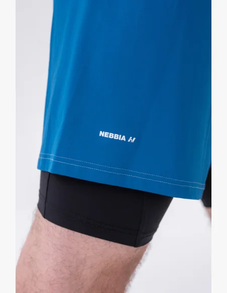 NEBBIA • NEBBIA Dvouvrstvové šortky s kapsami na mobil modré • Nebshop.cz