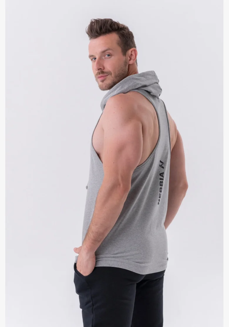 NEBBIA • NEBBIA Fitness tílko s kapucí šedé • Nebshop.cz