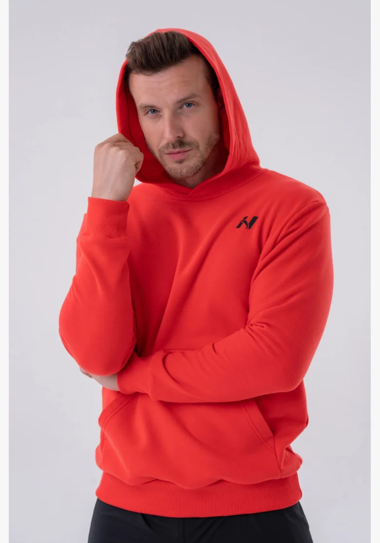 NEBBIA • NEBBIA Mikina přes hlavu s kapucí a přední kapsou červená • Nebshop.cz