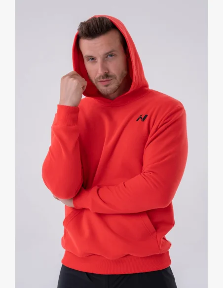 NEBBIA • NEBBIA Mikina přes hlavu s kapucí a přední kapsou červená • Nebshop.cz