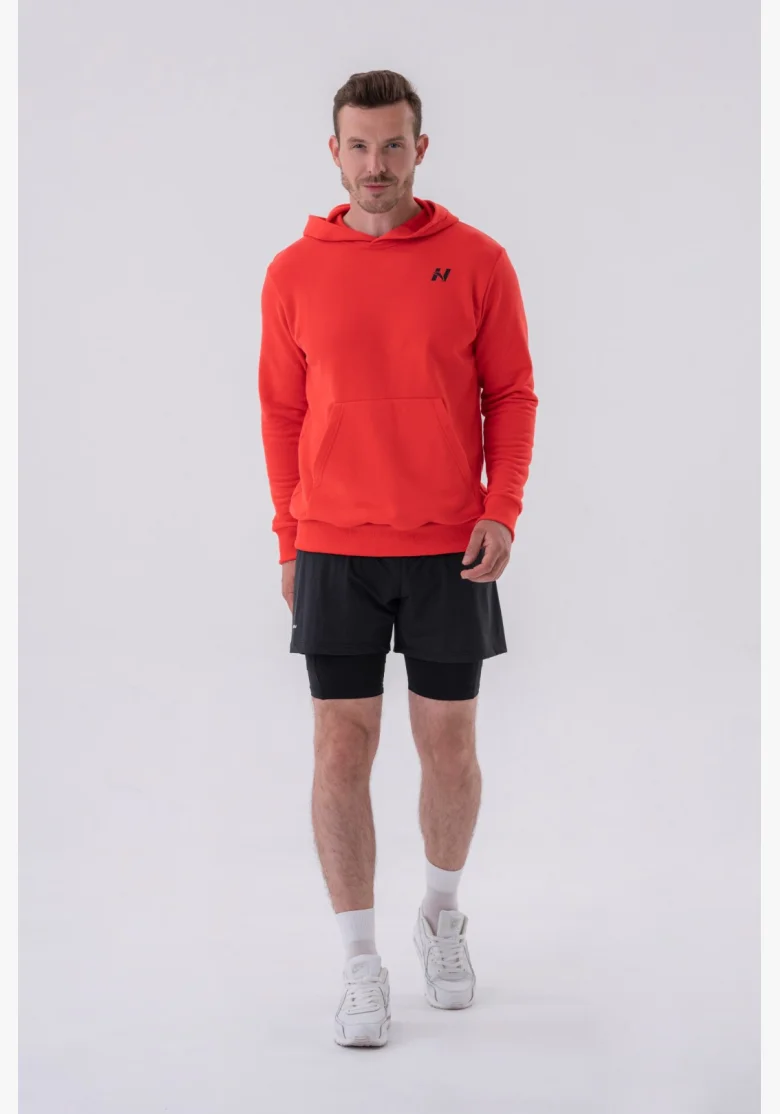 NEBBIA • NEBBIA Mikina přes hlavu s kapucí a přední kapsou červená • Nebshop.cz