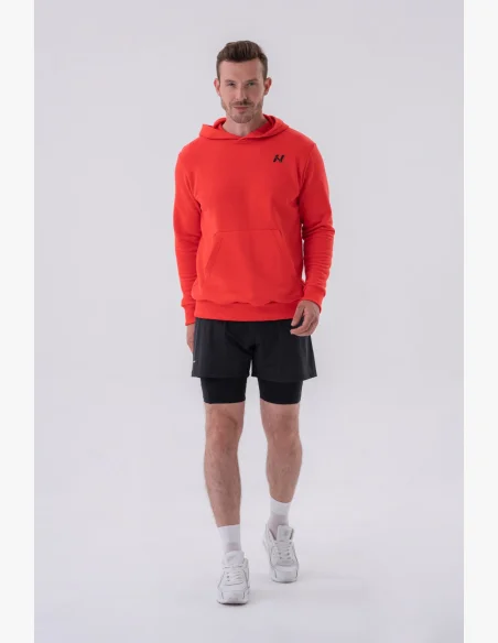 NEBBIA • NEBBIA Mikina přes hlavu s kapucí a přední kapsou červená • Nebshop.cz