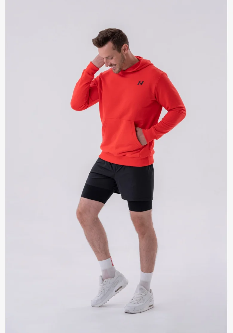 NEBBIA • NEBBIA Mikina přes hlavu s kapucí a přední kapsou červená • Nebshop.cz