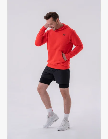 NEBBIA • NEBBIA Mikina přes hlavu s kapucí a přední kapsou červená • Nebshop.cz