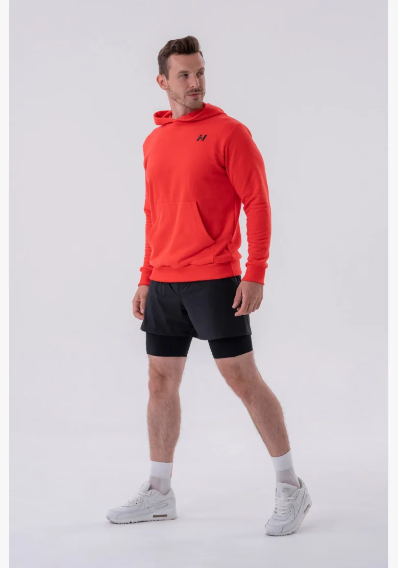 NEBBIA • NEBBIA Mikina přes hlavu s kapucí a přední kapsou červená • Nebshop.cz