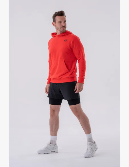 NEBBIA • NEBBIA Mikina přes hlavu s kapucí a přední kapsou červená • Nebshop.cz