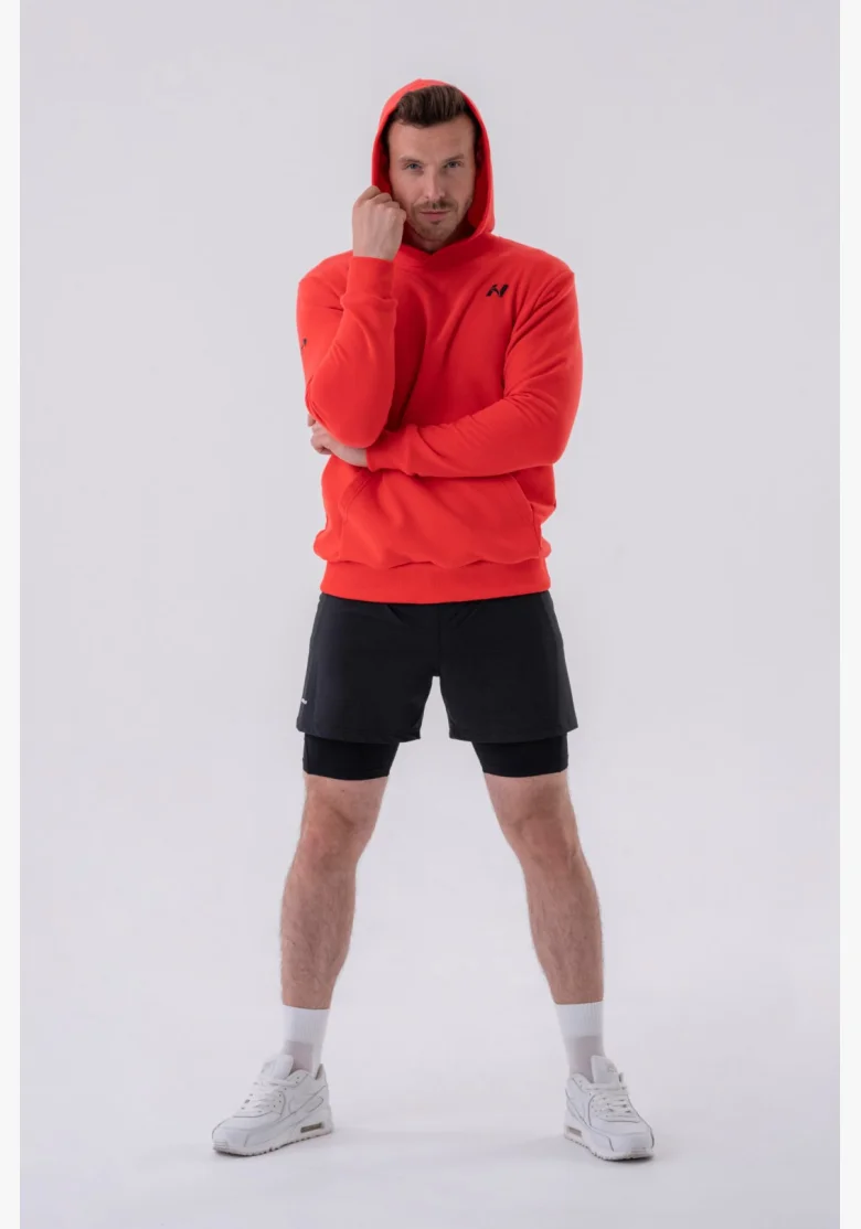 NEBBIA • NEBBIA Mikina přes hlavu s kapucí a přední kapsou červená • Nebshop.cz